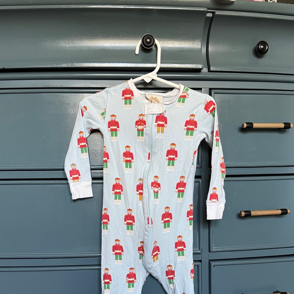 The Beaufort Bonnet Company Nutcracker Footie Pajamas - Blue and Red